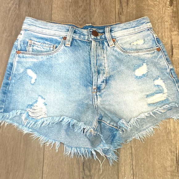 Blank NYC Pants - Blank NYC Light Blue Distressed Jean Shorts